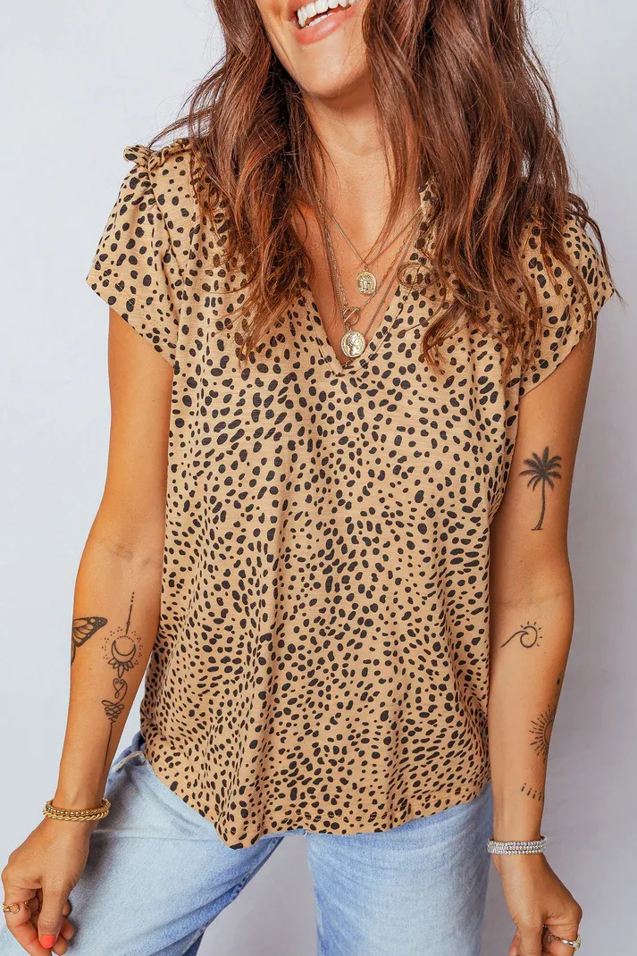 Cheetah Frilled Blouse