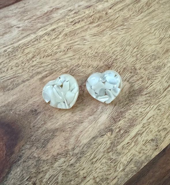 Resin Heart Stud Earrings