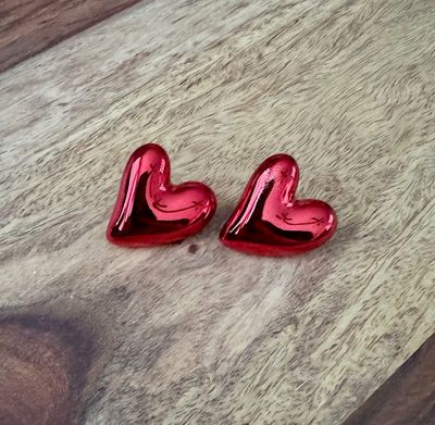 Metallic Heart Stud Earrings