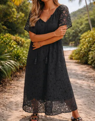 Black Floral Lace Dress