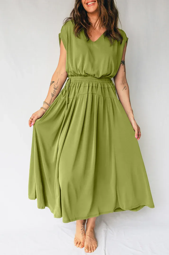 Fern Green Elastic Dress
