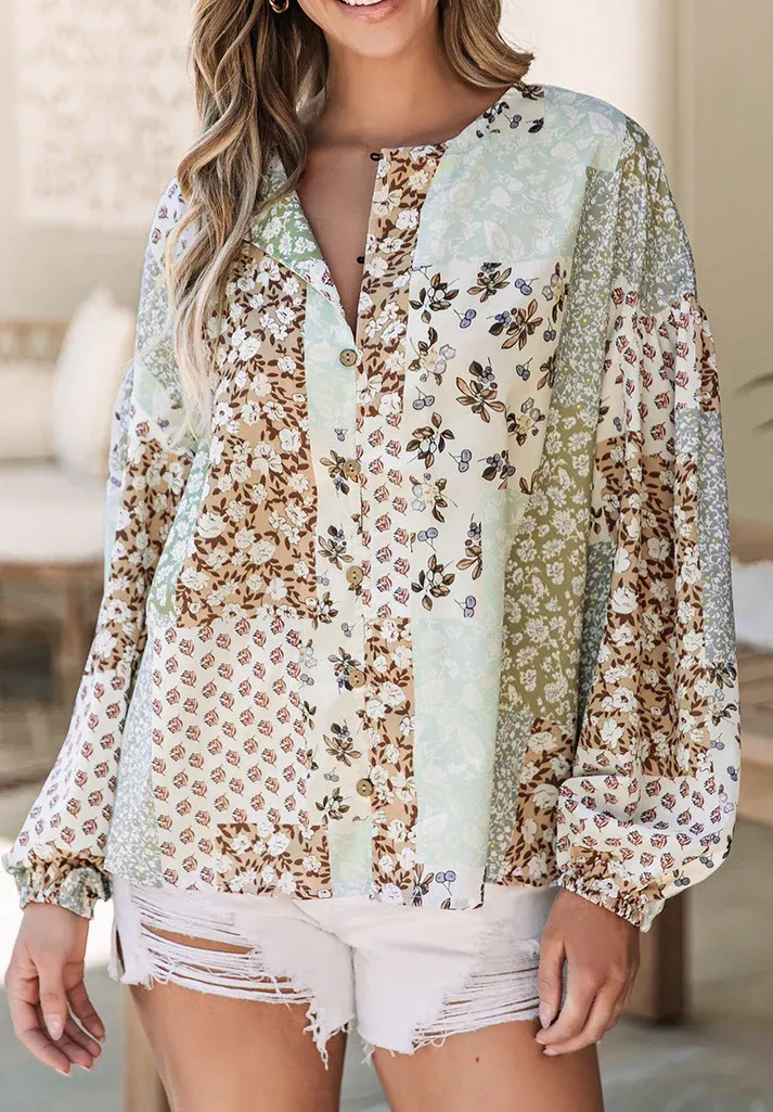 Multicolor Floral Puff Shirt