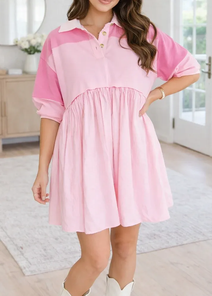 Pink Raw Seam Mini Dress