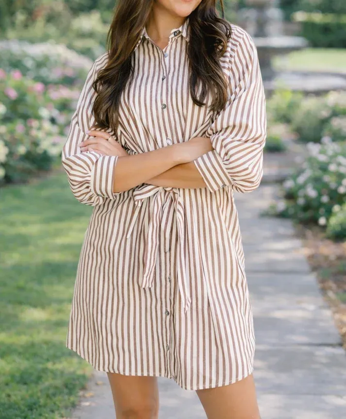 Stipe Knot Waist Dress