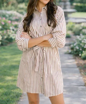 Stipe Knot Waist Dress