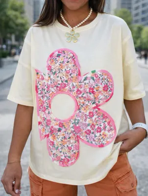 Floral Raw Seam Flower Top