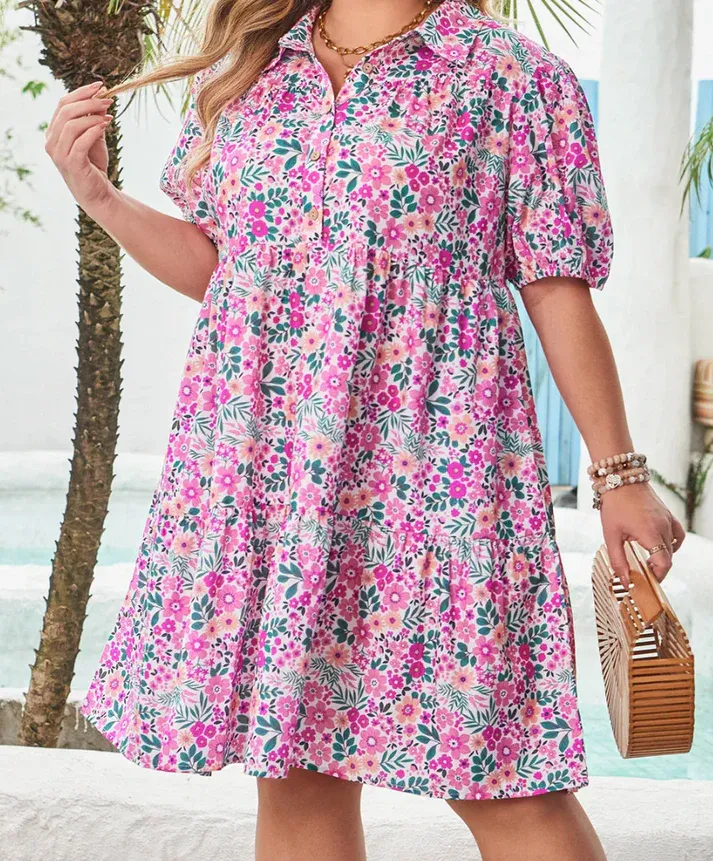 Pink Short Sleeve Dress