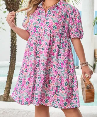 Pink Short Sleeve Dress