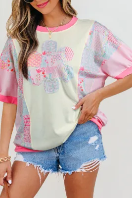 Colorblock Floral Patchwork Top