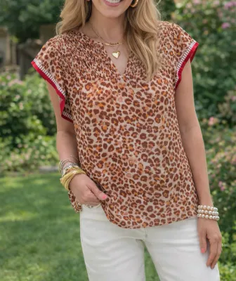 Leopard Ruffled Blouse