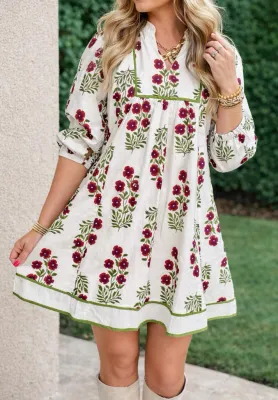 White Frilled Floral Dress