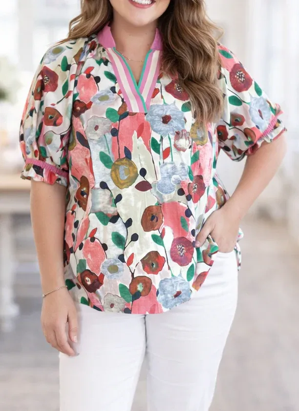 Puff Sleeve Floral Blouse