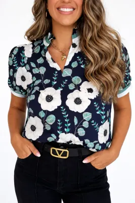 Blue Floral Blouse
