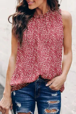 Red Leopard Ruffled Top