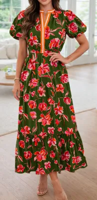 Green Floral Maxi Dress