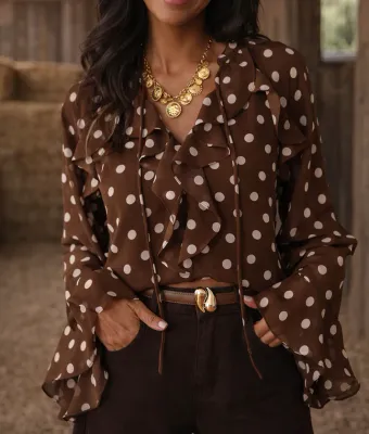 Polka Dot Ruffle Blouse