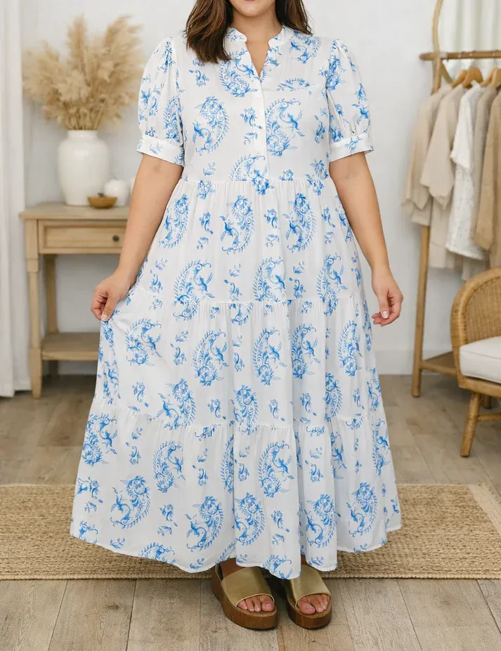 Blue Floral Maxi Dress