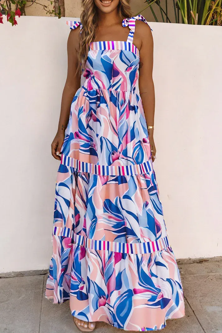 Abstract Knot Strap Maxi Dress