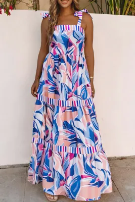 Abstract Knot Strap Maxi Dress