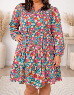 Blue Plus Floral Mini Dress