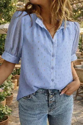 Metallic Dotted Button Shirt