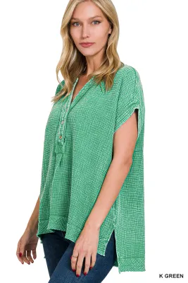 Double-Gauze Henley Top