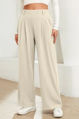 Beige Solid Textured Pants