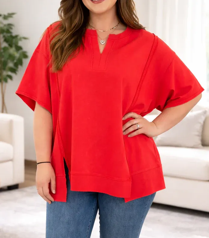 Red Seam Detail Top
