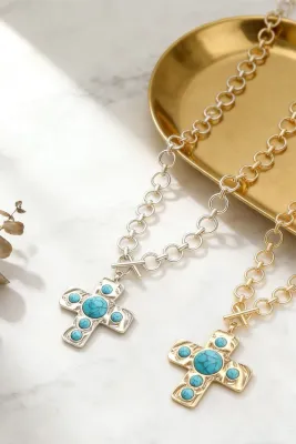 Notable Hammered Cross Necklace