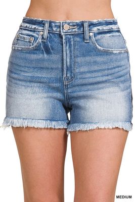 Mid Rise Frayed Hem Denim