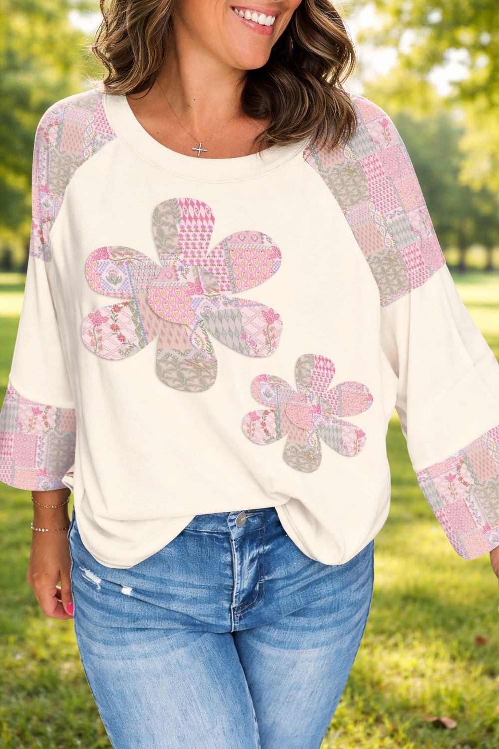 Colorblock Retro Floral Top