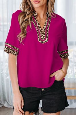 Violet Leopard Trim Blouse