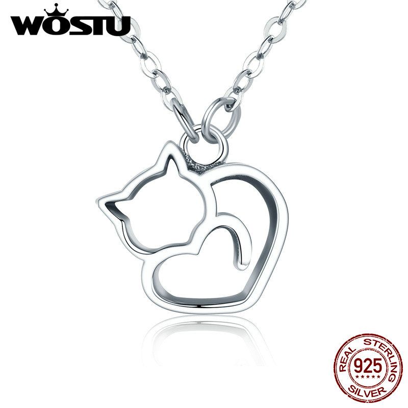 925 Sterling Silver Lovely Cat Pendant Necklace
