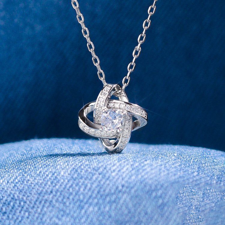 STERLING SILVER CLOVER NECKLACE FULL DIAMOND PENDANT