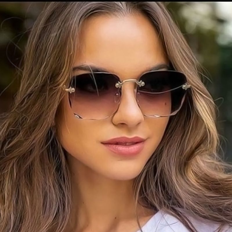 SQUARE RIMLESS SUNGLASSES WOMEN LUXURY BRAND DESIGNER