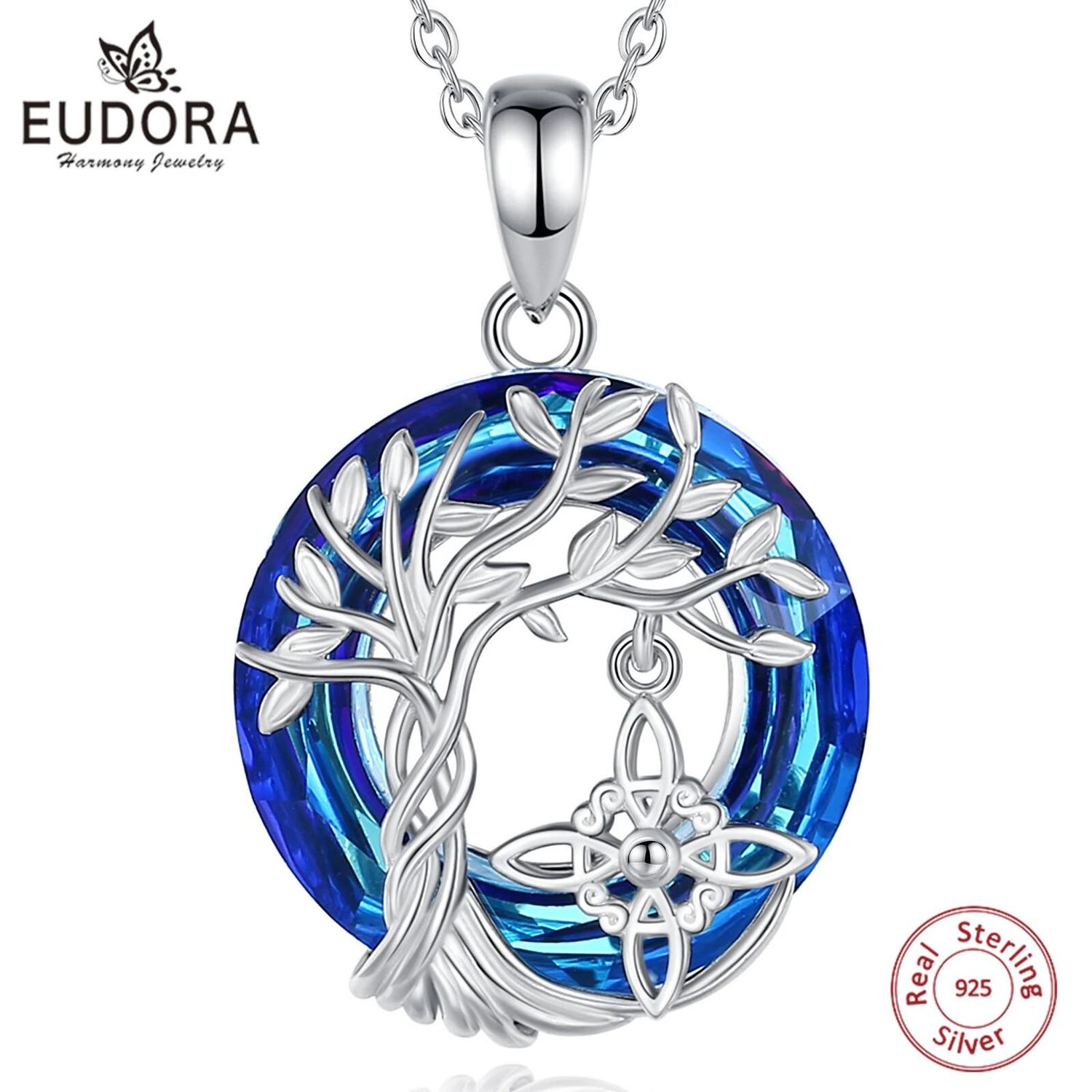 NECKLACE FOR MEN WOMEN AUSTRIAN CRYSTAL TREE OF LIFE NECKLACES