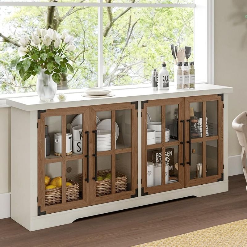MODERN KITCHEN BUFFET STORAGE CABINET CUPBOARD GLOSS WITH METAL LEGS