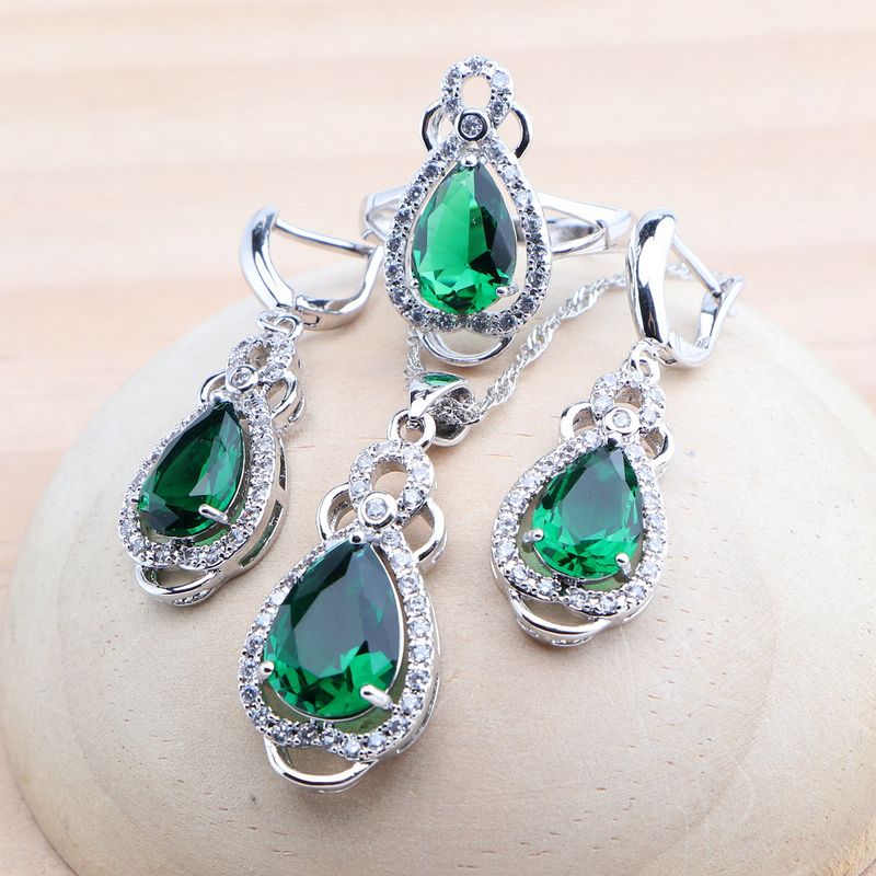JEWELRY SETS STERLING SILVER EARRING PENDANT NECKLACE