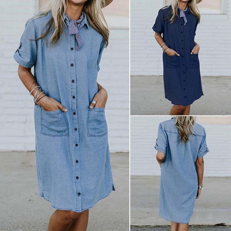 ELEGANT BUTTON POCKET WOMEN DRESS