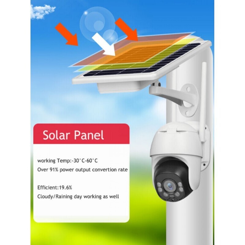 Външна соларна безжична IP камера за сигурност SD слот за видеонаблюдение