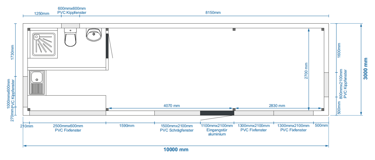 Tiny House / Ferienwohnung 10,00 x 3,00 m – Die Container