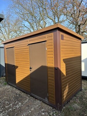 Premium 4,00 x 2,00 m Doppel-WC und Duschcontainer in Holzoptik – Die Container