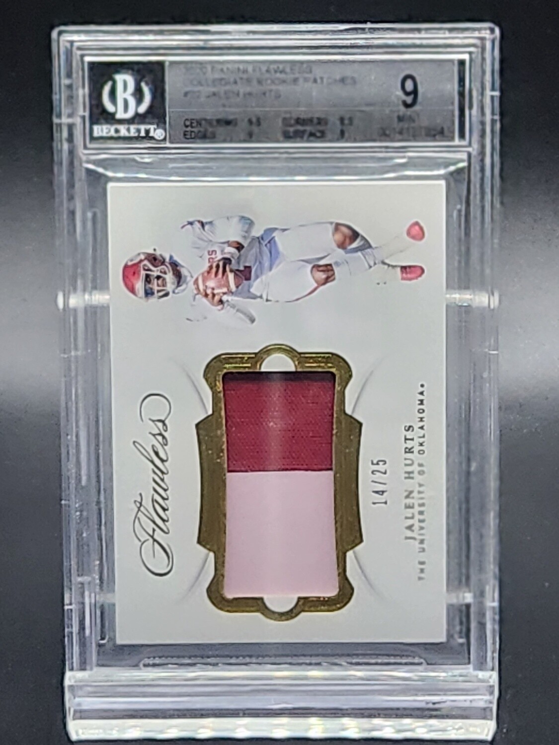 2020 Panini Flawless Collegiate Rookie Patches Jalen Hurts/25 BGS 9