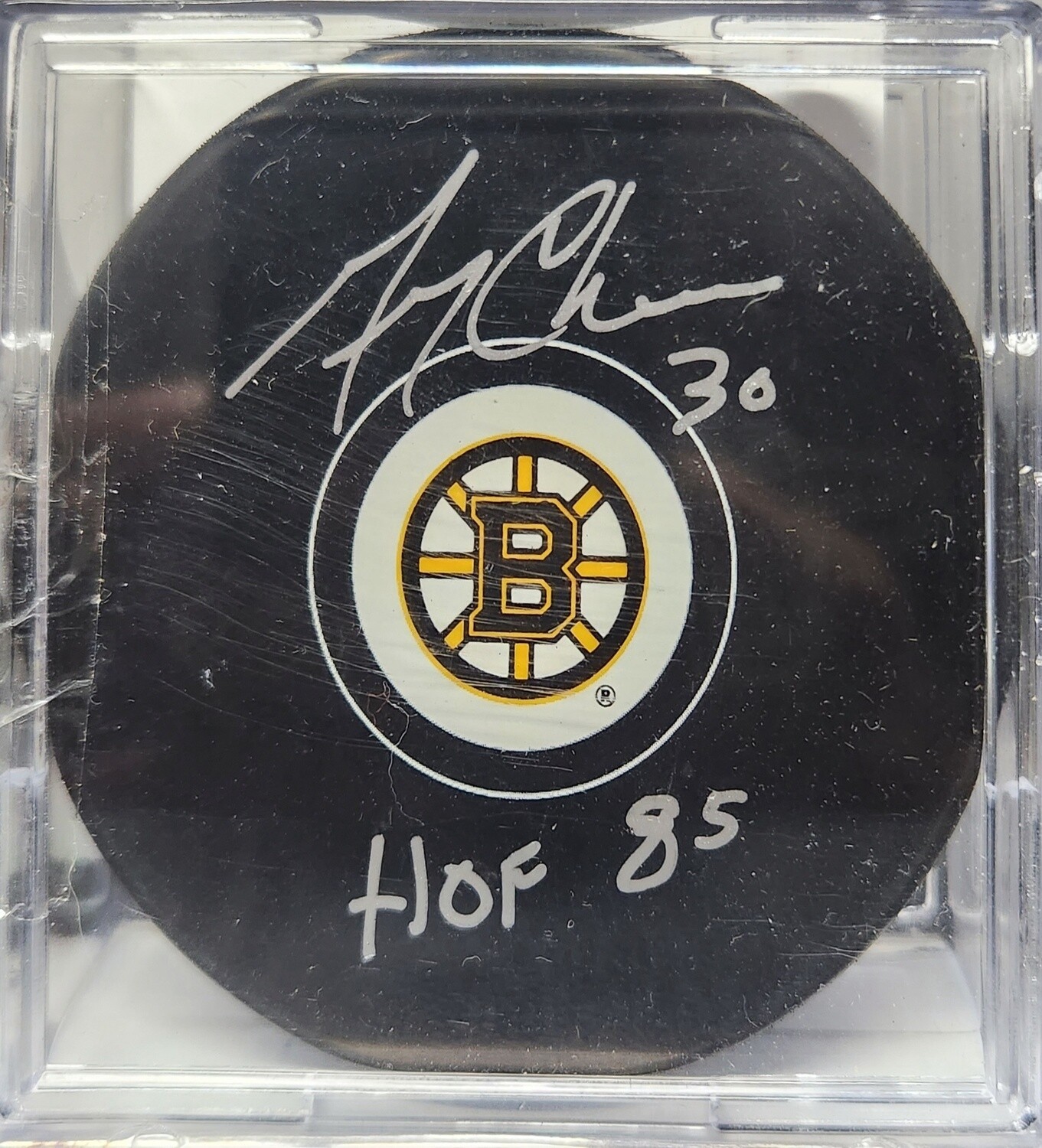 Gery Cheevers Signed Puck