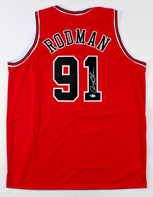 Dennis Rodman Signed Jersey (Bulls Red)