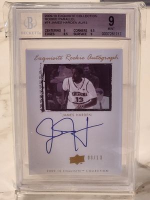 2009-10 Exquisite Collection Rookie Parallel James Harden Au/13 BGS 9