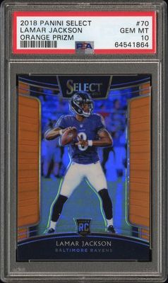 2018 Panini Select Lamar Jackson Orange Prizm /49 PSA 10