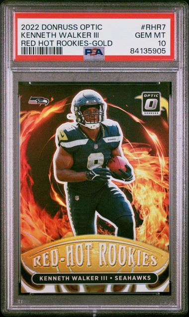 2022 Donruss Optic Kenneth Walker III Red Hot Rookies Gold /10 PSA 10
