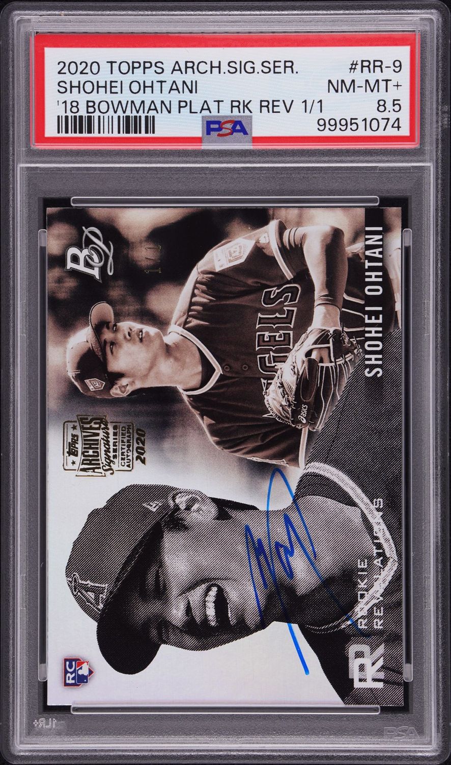 2020 Topps Archives Signature Series 2018 Shohei Ohtani Rookie Revolutions Refractor 1/1 PSA 8.5