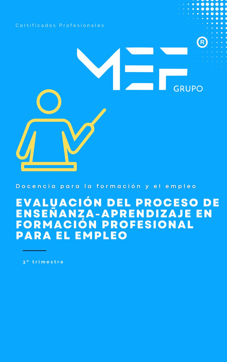 Manual. Evaluación del proceso de enseñanza-aprendizaje en formación profesional para el empleo (MF1445_3).